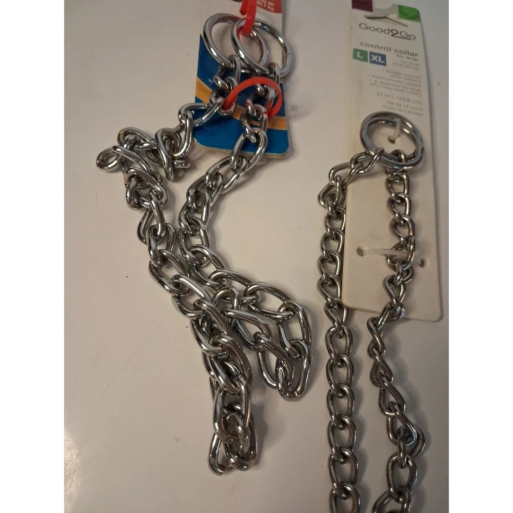 2 Aspen Pet Mighty Link & Good2Go Metal Chain Dog Training Collar L/XL 24